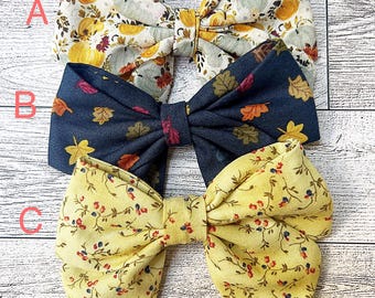 Sailor Hair Bow: Fall Fabric Hair Bow for Baby, Toddler, Girls, Fall Leaves, Pumpkins