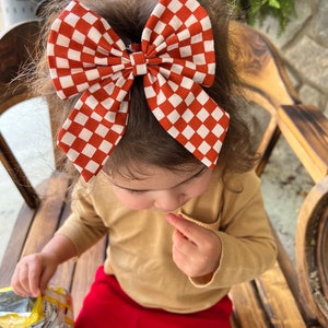 BoHo Schleifen, Karo Bord Sailor Schleife, Sailor Schleife, Stoffschleife, Baby Schleife, Kleinkind Schleife, Haarschleife, Mädchen Haarschleife, Baby Stirnband, Herbst Haarschleife