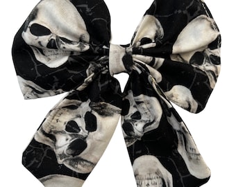 Skull Bows, Halloween Hair Bow, Sailor Bow, Halloween Sailor Bow, Fabric Bow, Baby Bow, Toddler Bow, Hair Bow, Girls Hair Bow