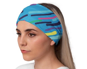 Workout Headband, Running Headband, Yoga Headband, Woman Headband, Bandana Headband, Fitness Headband, Women’s Headband, Blue Rain Headband