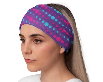 Workout Headband, Running Headband, Yoga Headband, Woman Headband, Bandana Headband, Fitness Headband, Women’s Headband, Purple Dots