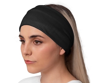 Yoga Headband, Running Headband, Workout Headband, Woman Headband, Bandana Headband, Fitness Headband, Women’s Headband, Lunabands Jet Black