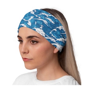 Fitness Headband, Workout Headband, Running Headband, Yoga Headband, Woman Headband, Bandana Headband, Marathon Headband Ocean Waves