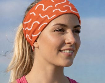 Workout Headband, Running Headband, Yoga Headband, Woman Headband, Bandana Headband, Fitness Headband, Women’s Headband, Orange White Core