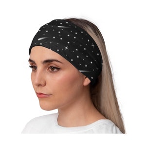Black Galaxy Workout Headband: Women&#39;s Fitness Bandana