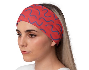 Yoga Headband, Running Headband, Workout Headband, Woman Headband, Bandana Headband, Fitness Headband, Women’s Headband, Red Blue Core