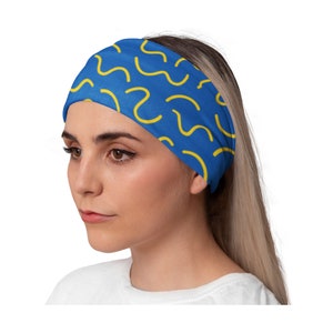 Blue & Yellow Yoga Headband: Women&#39;s Fitness Bandana