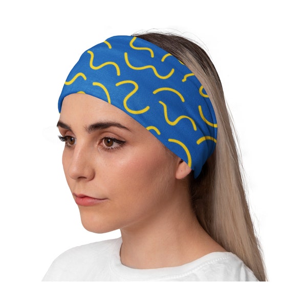 Yoga Headband, Running Headband, Workout Headband, Woman Headband, Bandana Headband, Fitness Headband, Women’s Headband, Blue Yellow Core