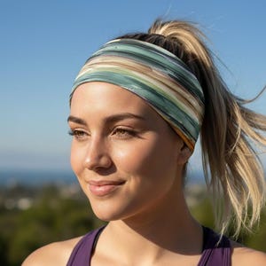 Banda para el pelo antideslizante Lunabands con acuarelas otoñales para correr, banda para el pelo transpirable para hacer ejercicio, bandana deportiva de alto rendimiento