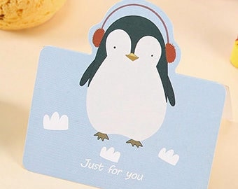 Pinguin and Heart Cards (10 pack of Cards, Birthday Card Set, Birthday Card Pack, Holiday Card Set, Holiday Card Pack, Thank you Card)