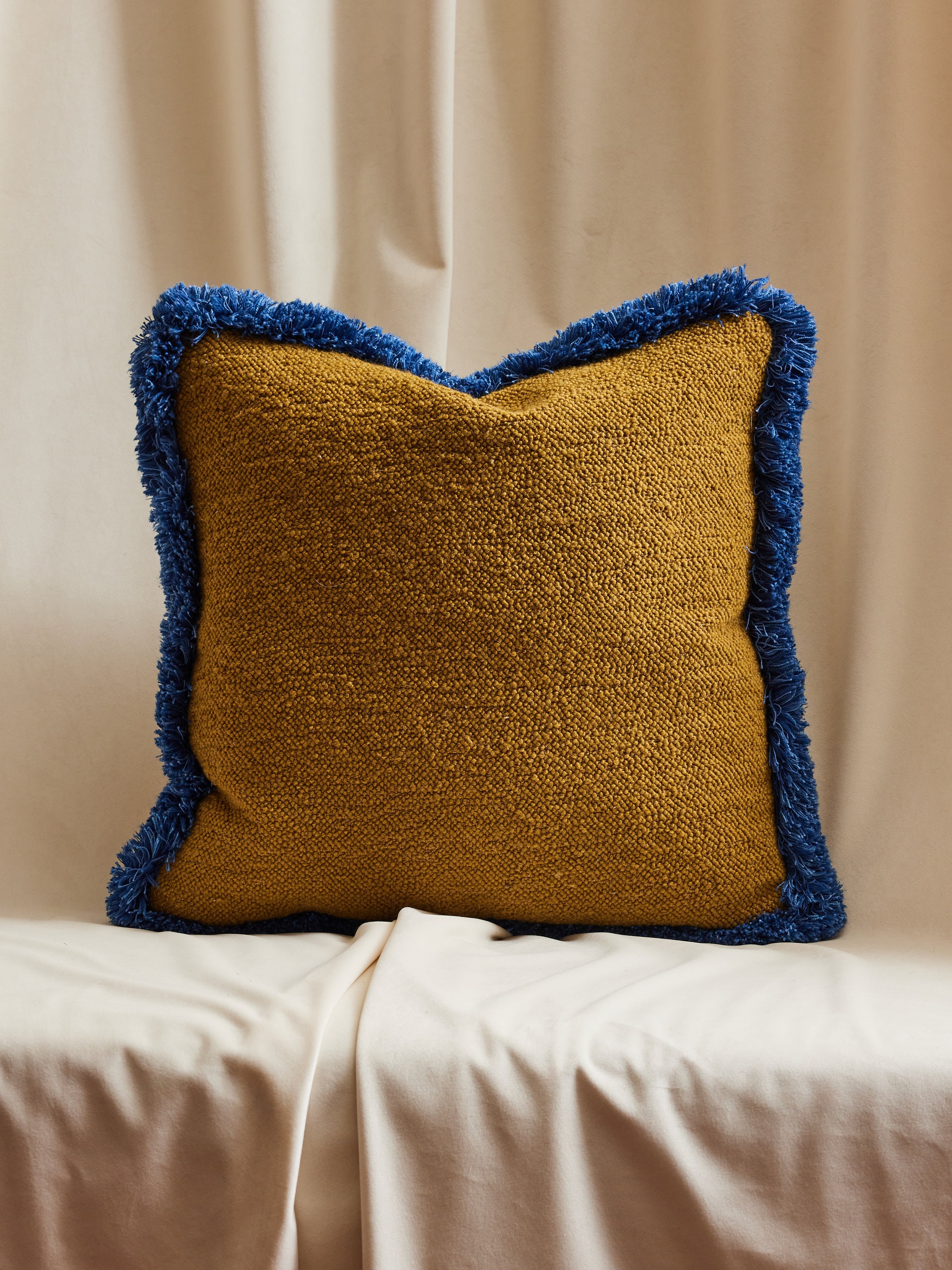 Maharam Boucle Pillow With Brush Fringe in Yellow