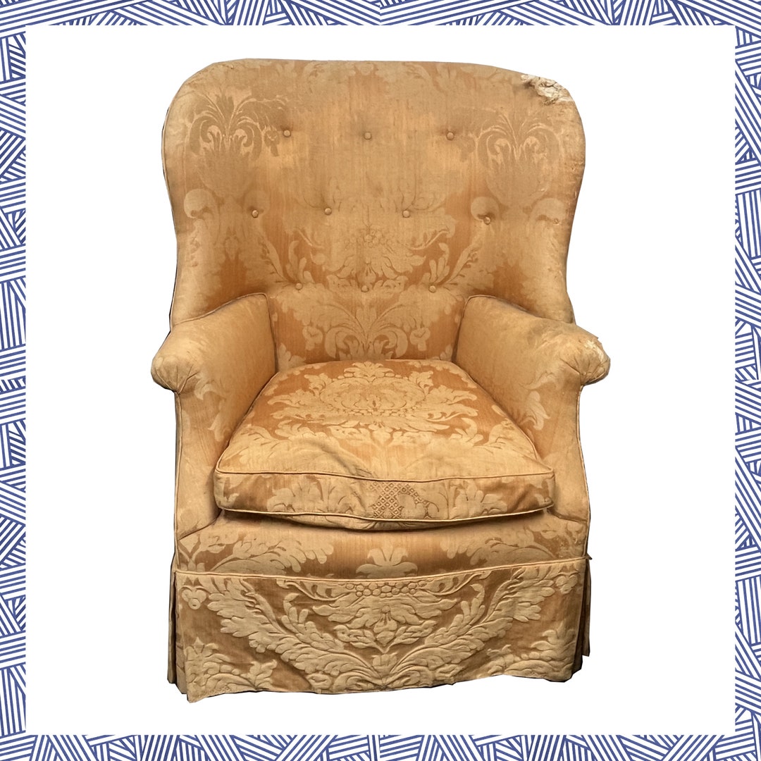 Tufted Antique Wingback Reading Chair Etsy