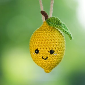 Funny lemon rear view mirror, car rear view accessory, rear view mirror charm, car decoration, crocheted pendant