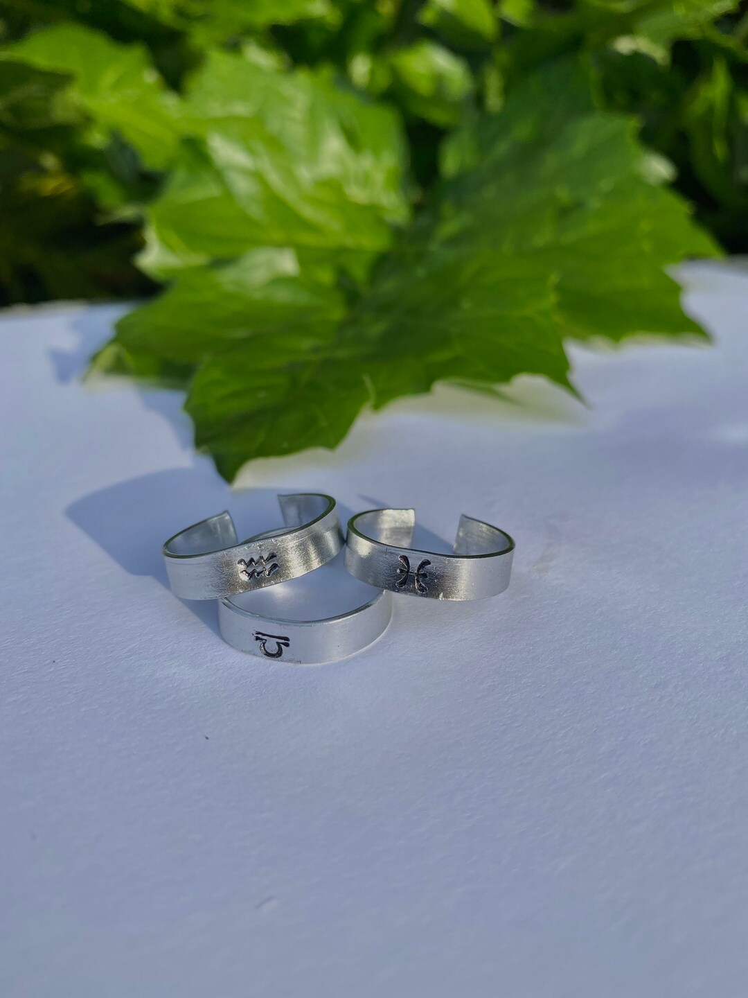 Metal Stamp Zodiac Sign Ring Adjustable Etsy