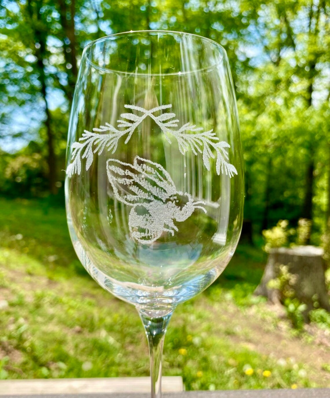 Laser Engraved Bee Wine Glasses Set of Four Bee Themed Gift Etsy
