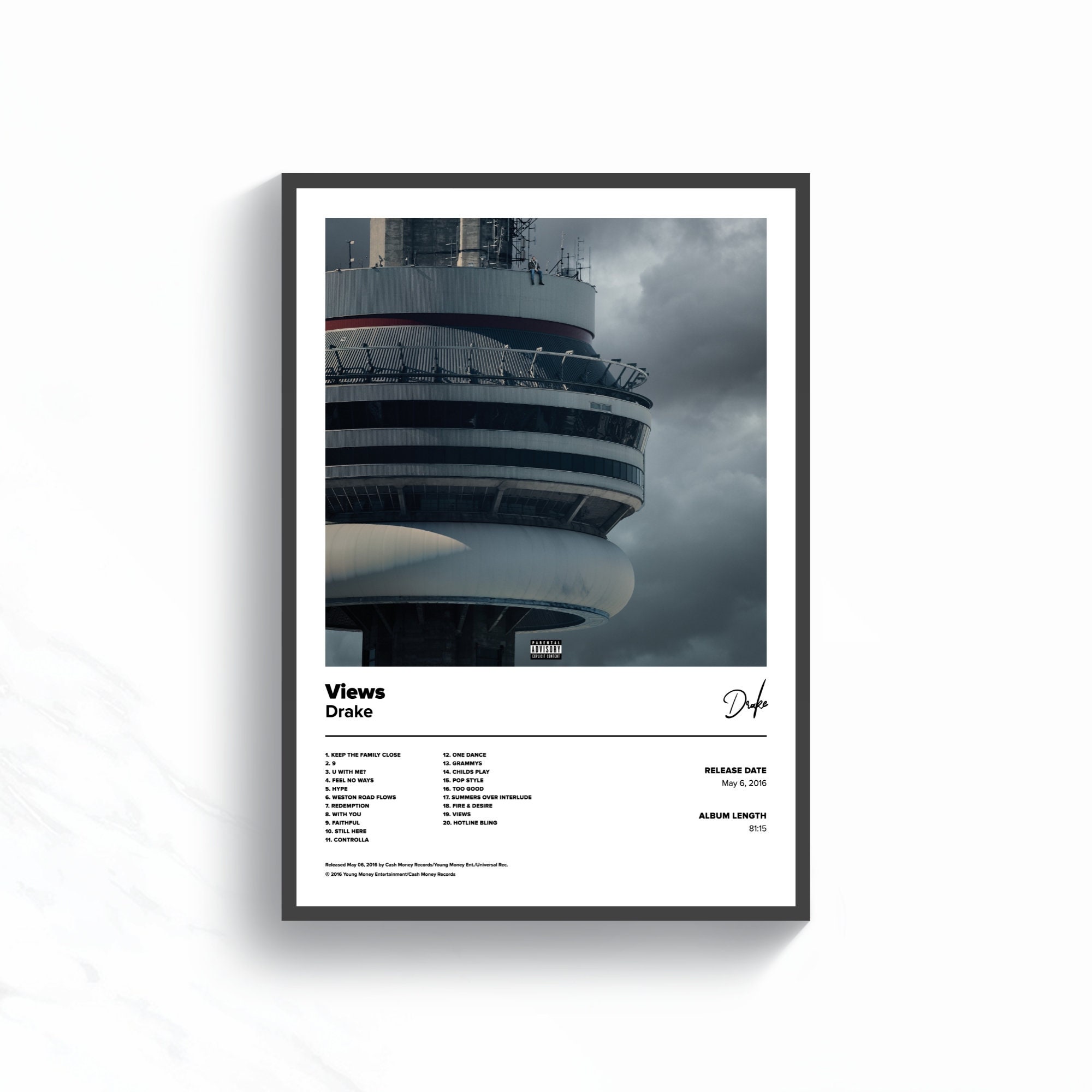 Drake Poster Views Album Cover Unframed Poster Print Wall Etsy