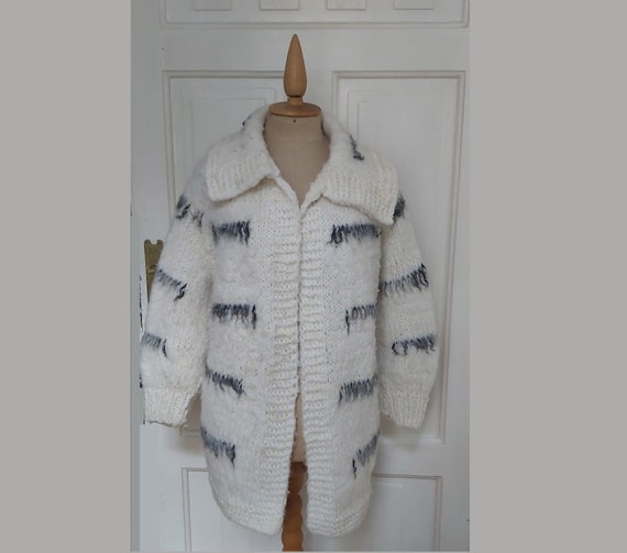 Chunky knit hand-knit Scandinavian wool cardigan … - image 1