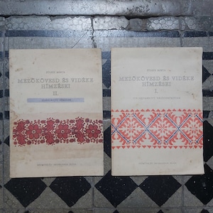 2 volume book on traditional Hungarian folk Matyó embroidery of Mezőkövesd and area cross-stitch and free-drawn