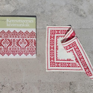 Traditional Hungarian folk cross-stitch embroidery needlework book by Lengyel Györgyi plus a small hand-embroidered sample