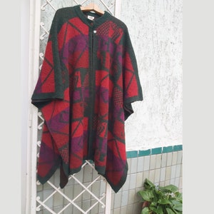 100% Schurwolle Gestrickte Maxi Cardigan Poncho Made in Island universal Größe