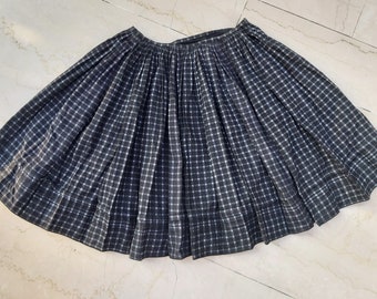 Vintage traditional Hungarian folk skirt 'Palóc' ethnic dress folk dance skirt size L flannel dark grey with checked pattern