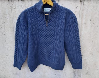 100% Merino Wool Original Aran Co. Mens knitted sweater, Irish Aran Sweater warm winter pullover XL/XXL Made in Ireland