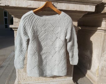 Monsoon light grey mohair blend knitted womens pullover size S