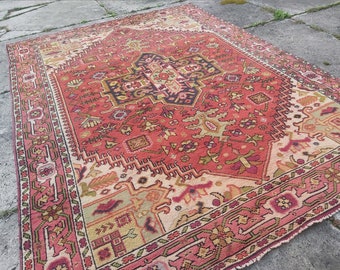 Schöner Vintage handgeknüpfter orientalischer persischer kaukasischer Stil Teppich 176 x 236 cm Wohnzimmer Teppich Esstisch Teppich