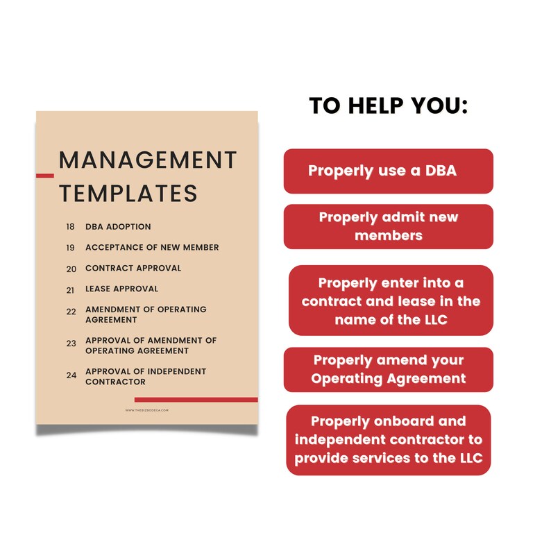 K&ouml;nnte beinhalten: Eine rot-wei&szlig;e Infografik mit dem Titel "Managementvorlagen" und einer Liste von 6 Managementvorlagen f&uuml;r Unternehmen. Die Infografik enth&auml;lt auch eine Liste von 5 Tipps, die Ihnen bei Ihrem Unternehmensmanagement helfen.