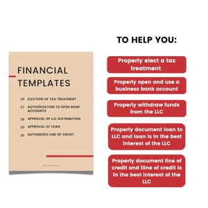 K&ouml;nnte beinhalten: Eine rot-wei&szlig;e Infografik mit dem Titel "Finanzvorlagen" und einer Liste von 5 Finanzvorlagen f&uuml;r ein Unternehmen. Die Infografik enth&auml;lt auch den Text "Um Ihnen zu helfen" und eine Liste von 5 Tipps zur Verwendung der Vorlagen.