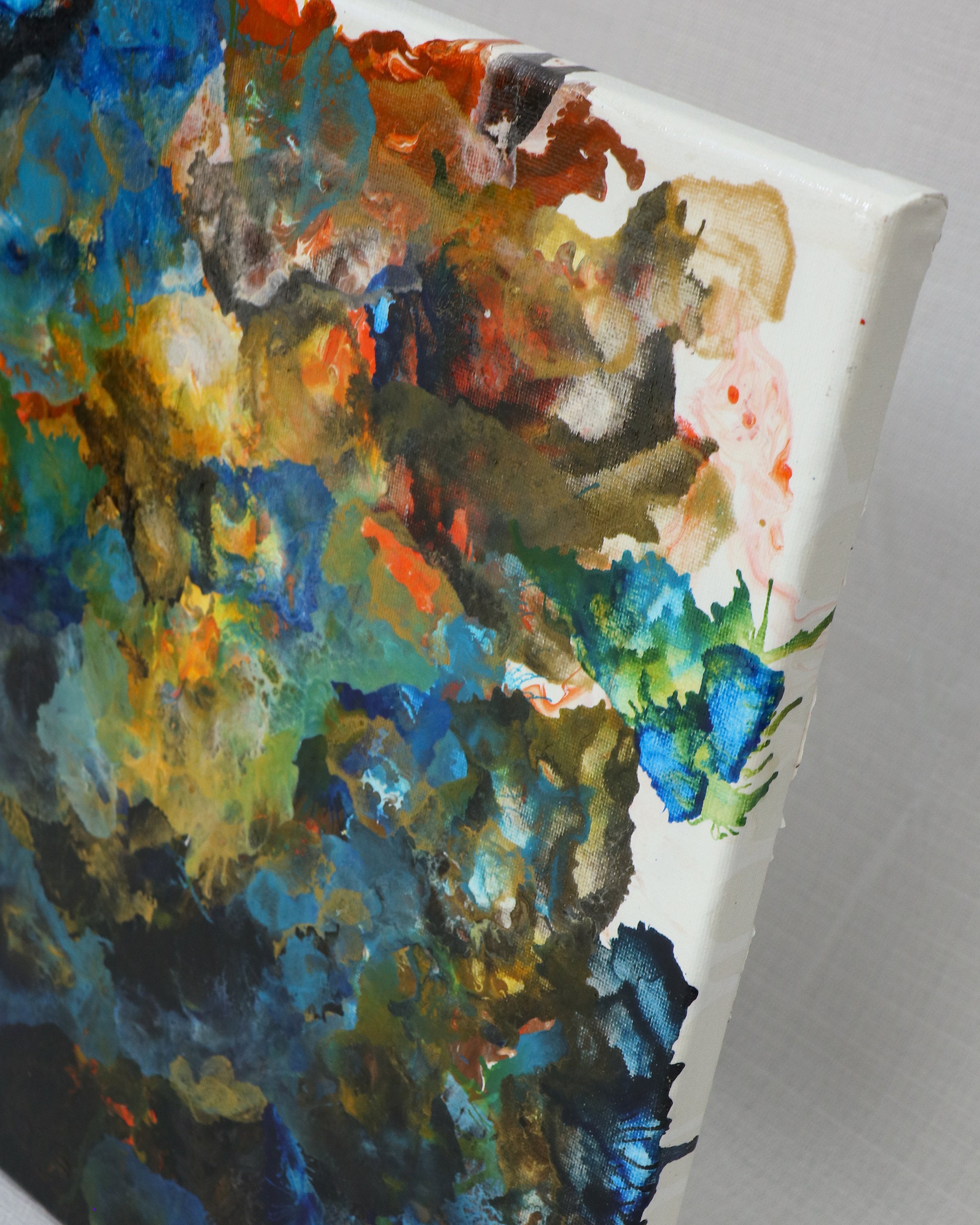 Blue Moss Acrylic Blown Painting Etsy