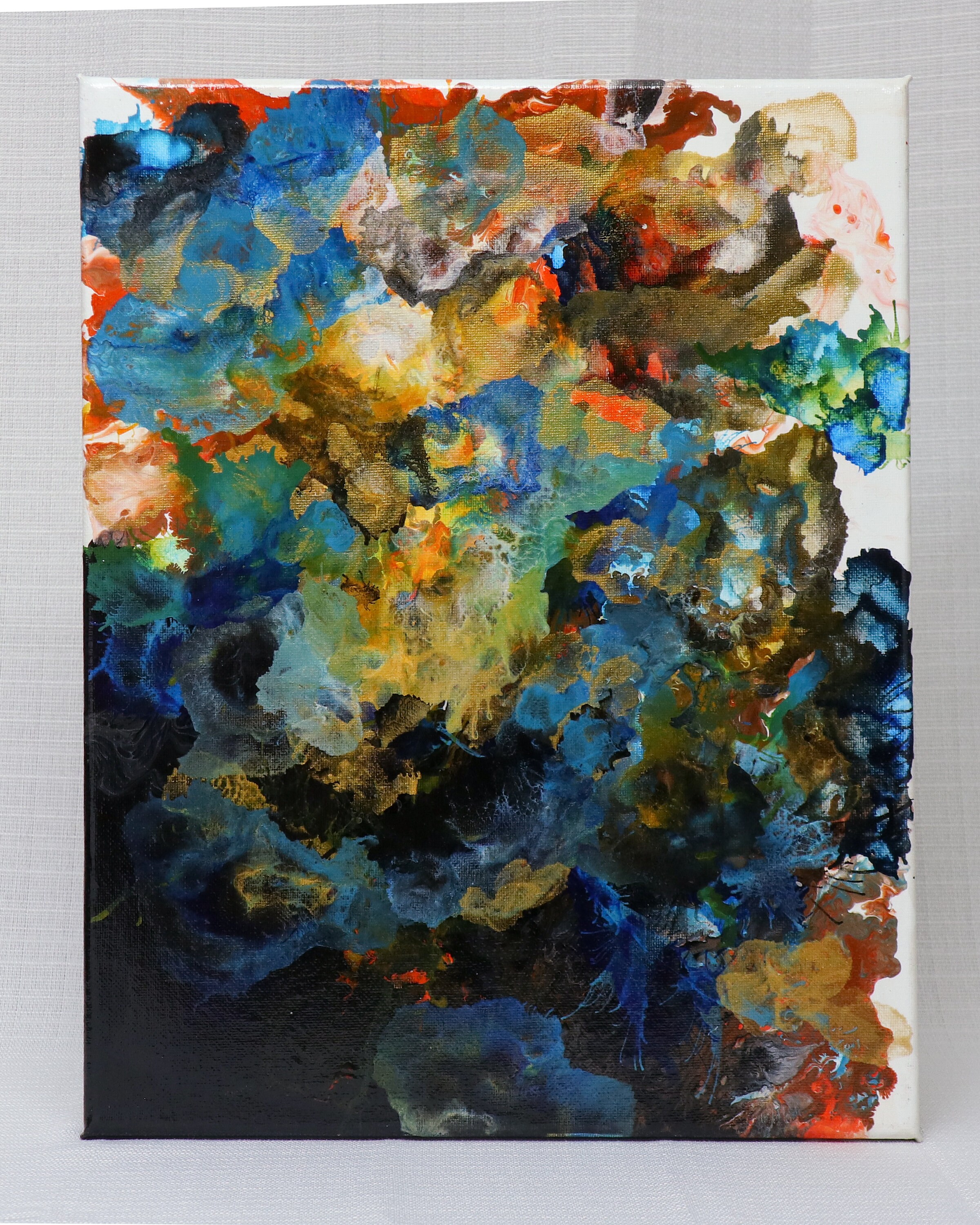 Blue Moss Acrylic Blown Painting Etsy