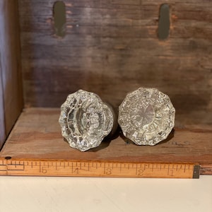 2 vintage glass door knobs