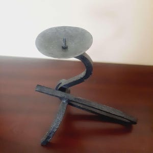 Old Wrought Iron Candle Holder. Hand Forged Wrought Iron Candle Holder. Black Hand Forged Metal Candle Holder. Rustic Decor Candle Holder