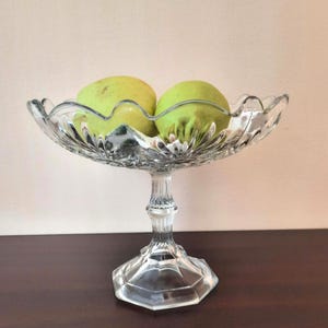 Vintage Pressed Glass Fruit Bowl on Pedestal. Table Centerpiece. Holiday Entertaining Decor. Housewarming Gift. Housewarming Gift.