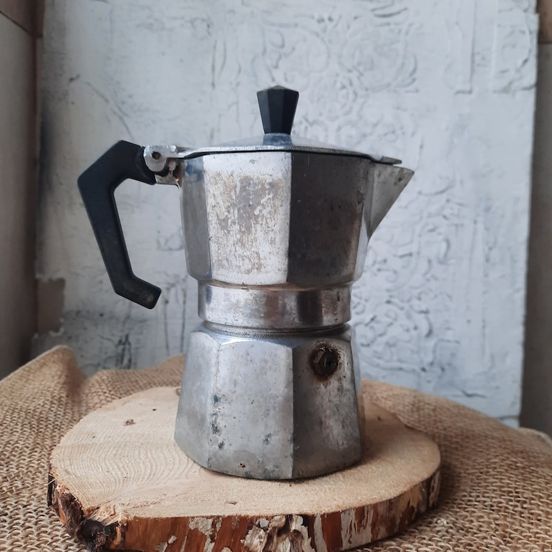 Vintage Espresso Coffee Pot. Camping Coffee Machine. Metal Coffee Maker