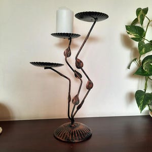 Vintage Iron Three Arm Candlestick, 3 Arm Floor Candlestick, Old Metal Candle Holder, Three Arm Candlestick, Rustic Decor, Housewarming Gift