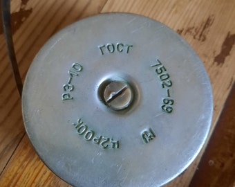 Vintage Metal tape measure - length 10 m/394 in.. Industrial tape measure. Antique tape measure for sports competitions. gift for trainer
