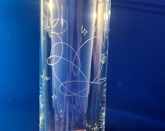 BTS Love Yourself Heart etched tumbler glass
