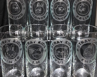 StrayKids SKZOO character Etched Glasses