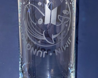 BTS WHALE etched  GLASS