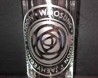 THE ROSE  -  with members names - Etched Glass