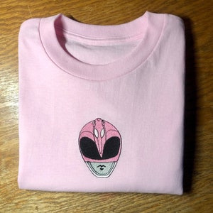 Pink Mighty Morphin Power Rangers Embroidered T-Shirt