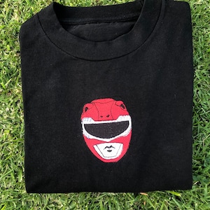 Red Mighty Morphin Power Rangers Embroidered T-Shirt