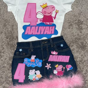 Peppa Pig Birthday Outfit Skirt Overalls Etsy
