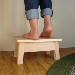Handmade Hardwood Step Stool: Rustic Foot Riser