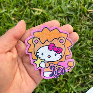 Cute kitty zodiac  / cute stickers  / pink / kawaii / holographic / glitter