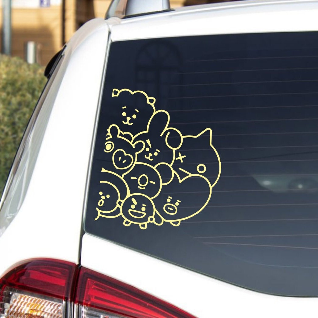 BTS ステッカー　カーアクセサリー BTS, Kpop, K-pop , Rear View Mirror Sticker, Car Window Sticker