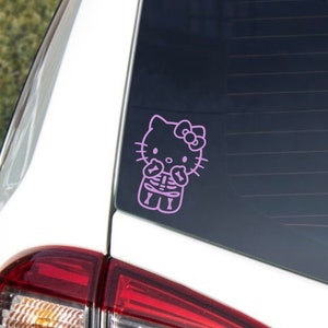 Cute kitty, skeleton Decal, rear view mirror sticker, car window sticker, car accessories, aesthetic, waterproof, Halloween
