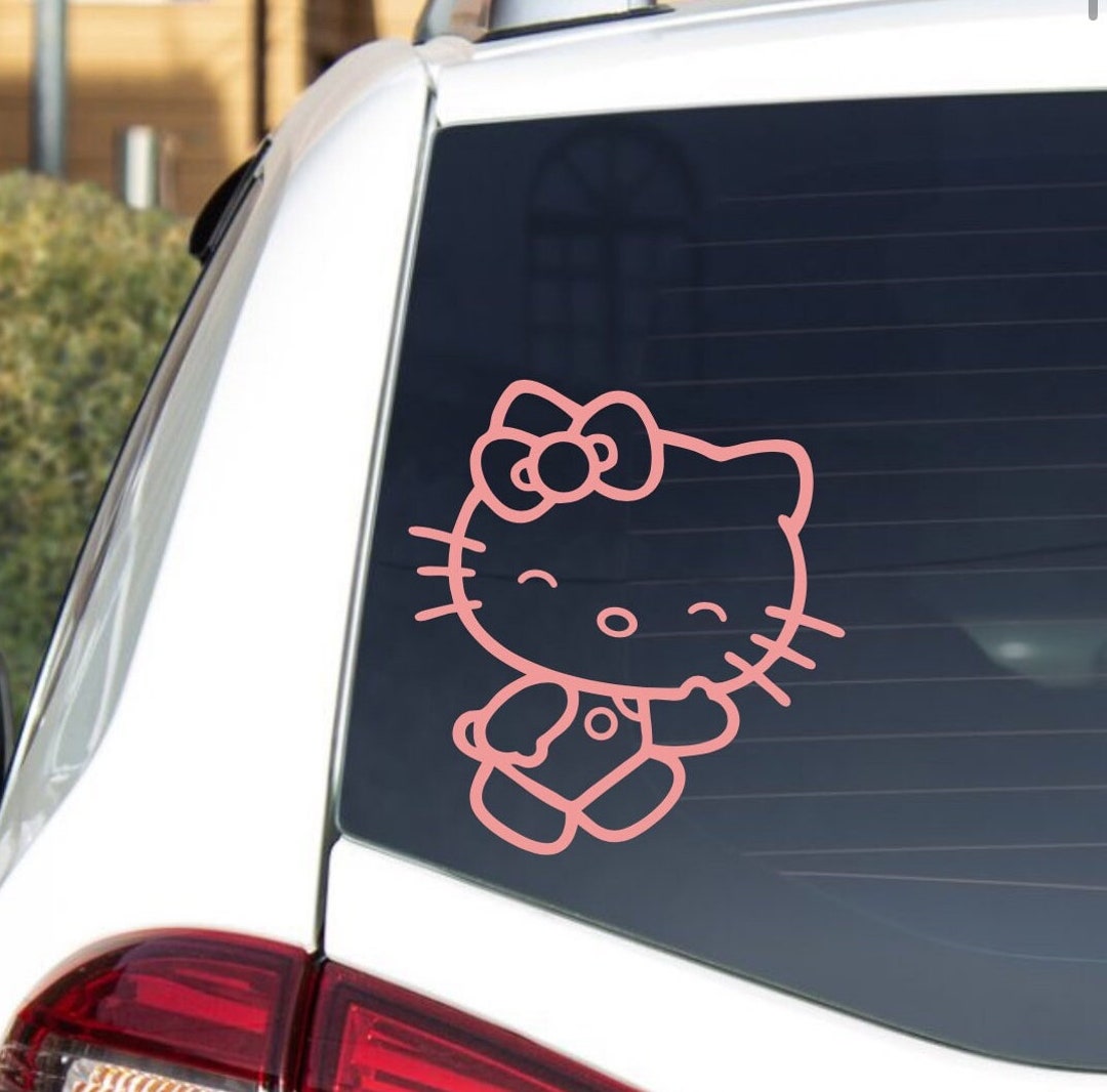 Cute Kitty, Hello Kitty, Rear View Mirror Sticker, Car Window Sticker